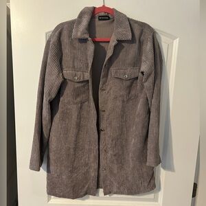 PrettyLittleThing Gray Corduroy Jacket
